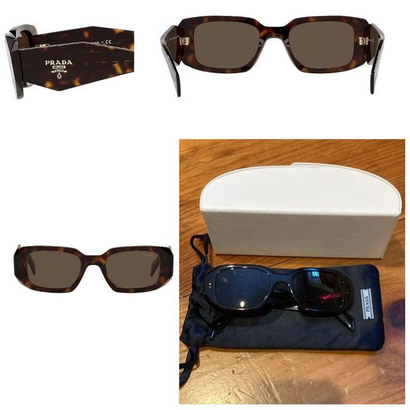 New! PRADA Tortoise & Brown Eyewear Sculto Reo Logo Sunglasses - Picture 1 of 16